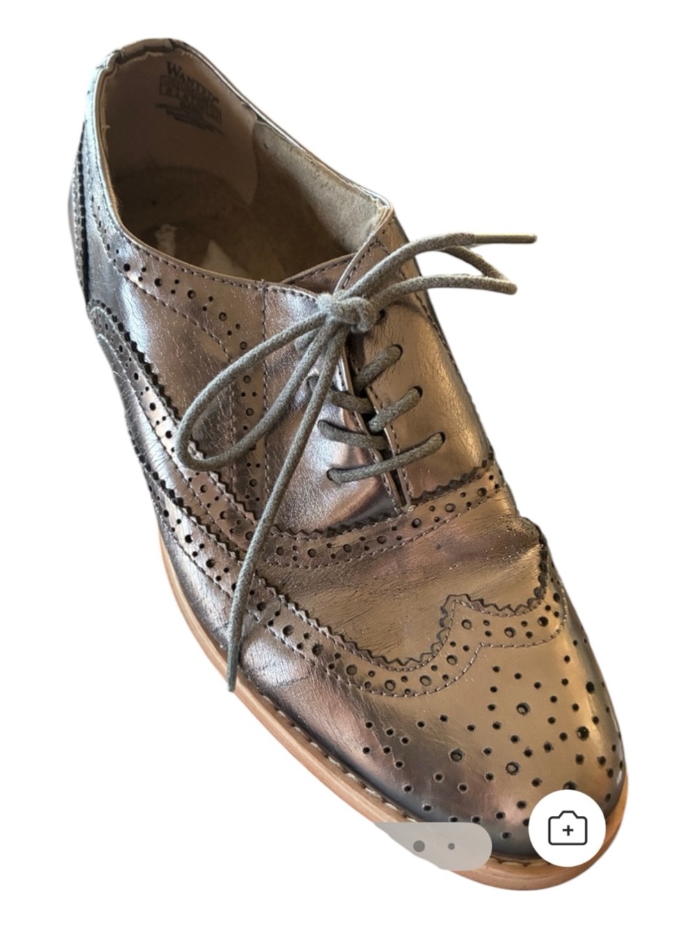 Wanted Metallic Brogue Oxford, women's 8, Bronze Lace-Up. euc